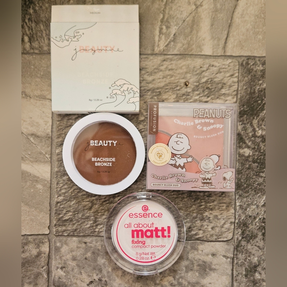 Essence All About Matt, Jasmine Beauty Bronzer & Profusion x Peanuts Blush BNIB - Picture 3 of 12